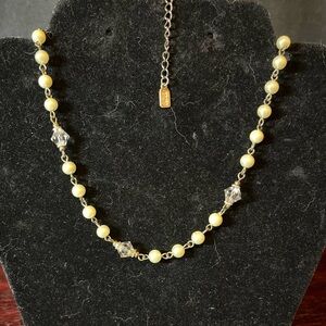 1928 Silver w/ Cream Faux Pearl Necklace